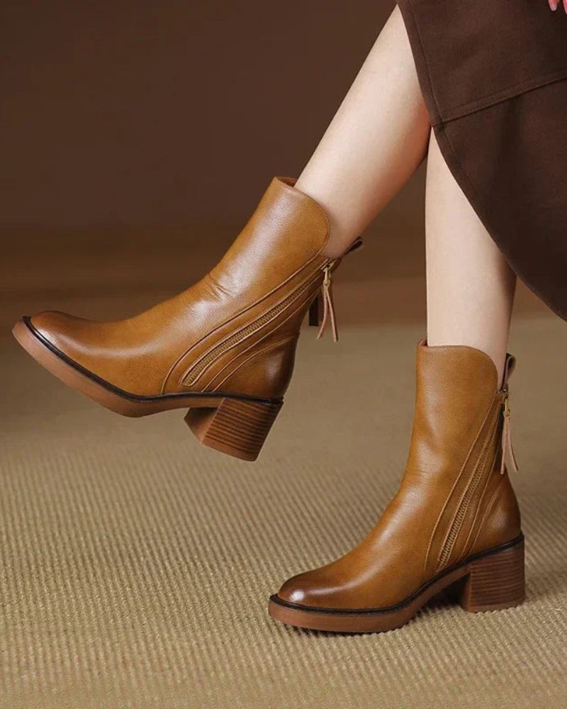 Garciel – Bottines noires en cuir à talon confort, élégantes et intemporelles