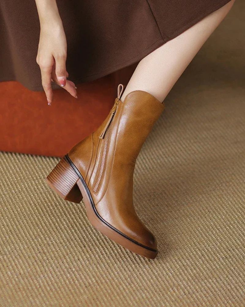 Garciel – Bottines noires en cuir à talon confort, élégantes et intemporelles
