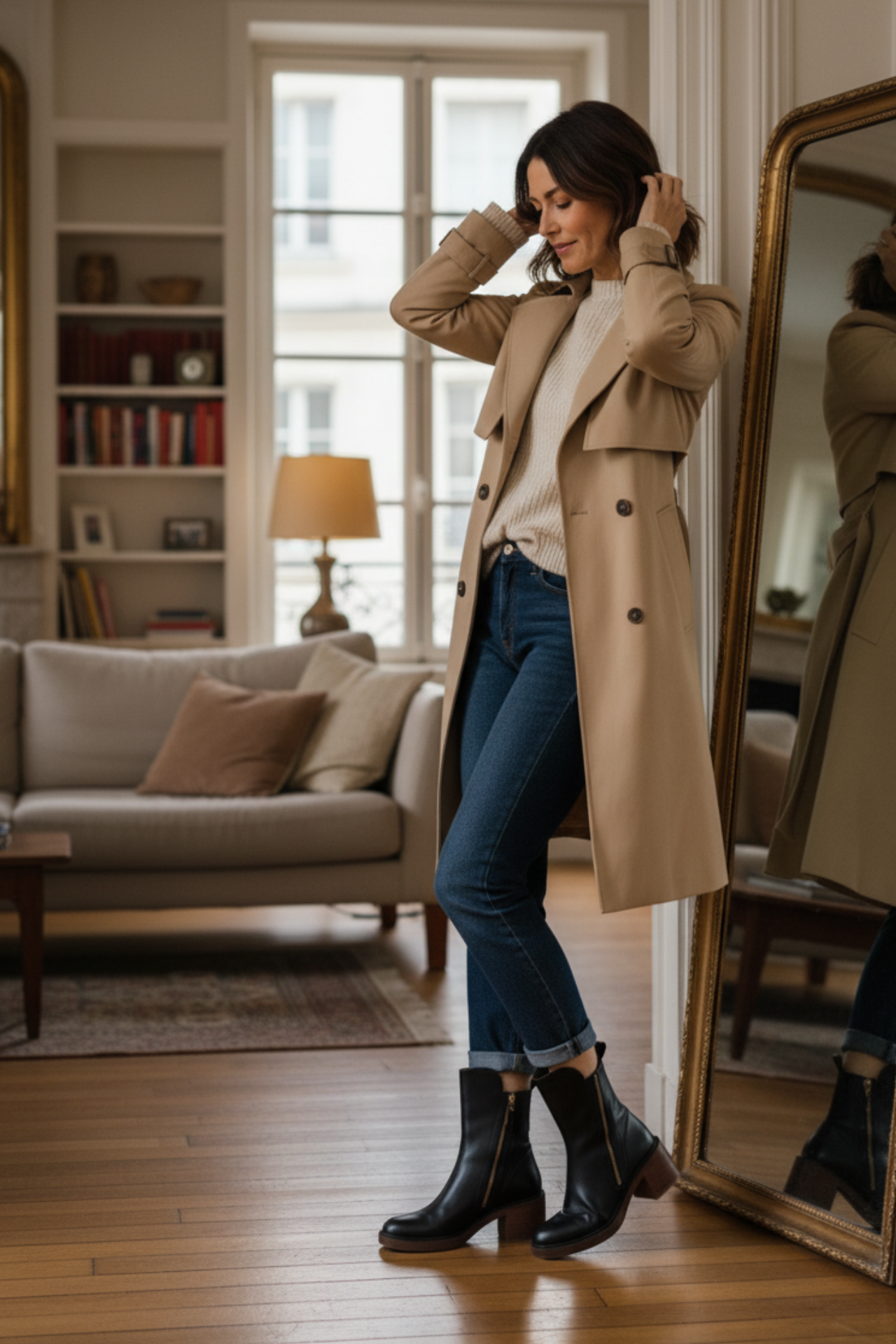 Garciel – Bottines noires en cuir à talon confort, élégantes et intemporelles