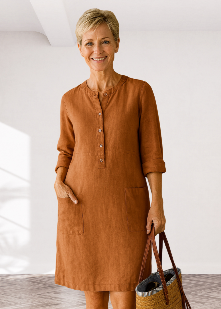 Alice - Robe unie avec fermeture boutonnée confort