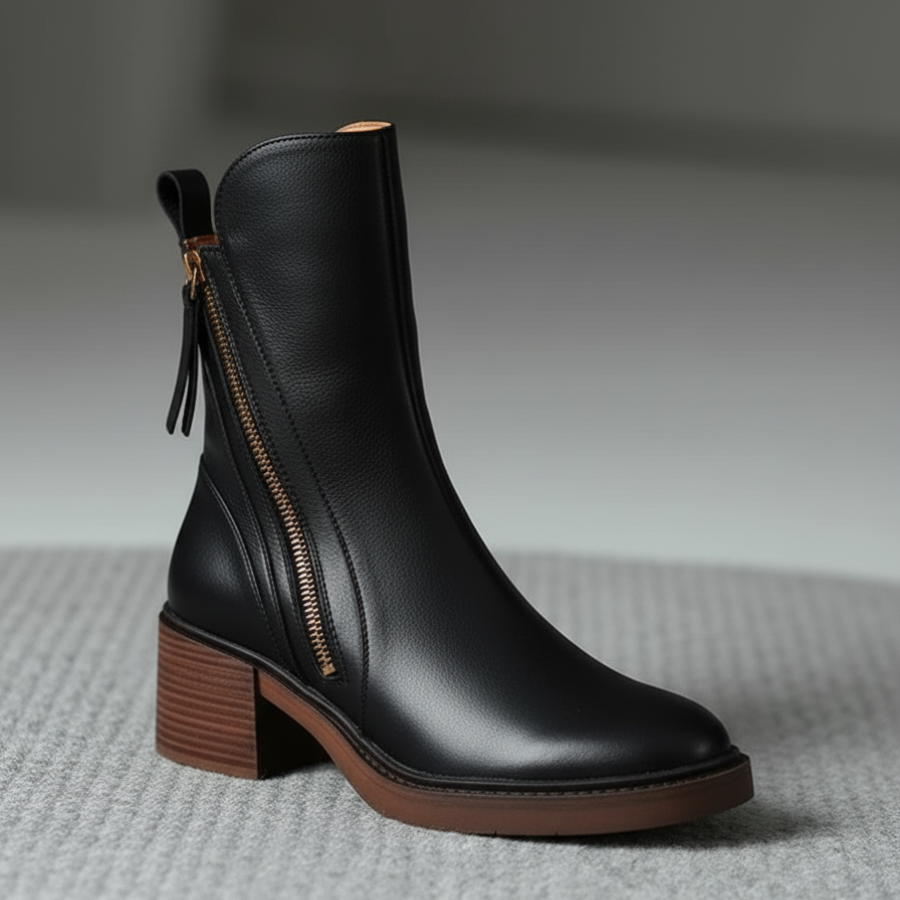 Garciel – Bottines noires en cuir à talon confort, élégantes et intemporelles