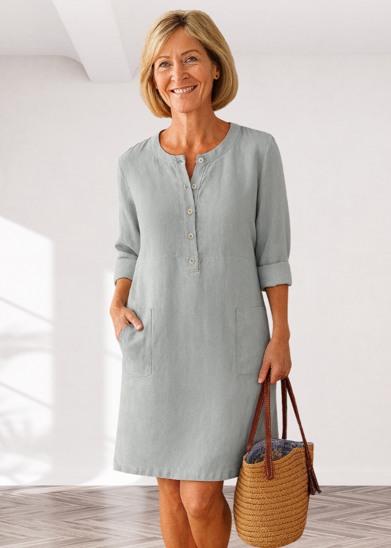 Alice - Robe unie avec fermeture boutonnée confort