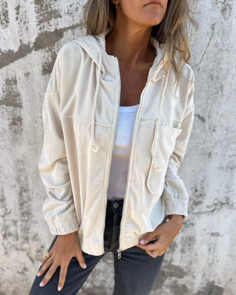 Élise – Veste en velours côtelé à capuche