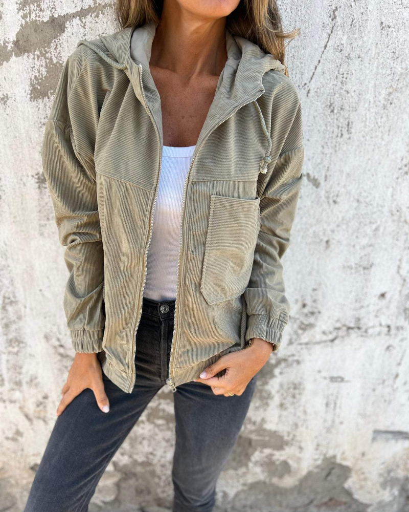 Élise – Veste en velours côtelé à capuche