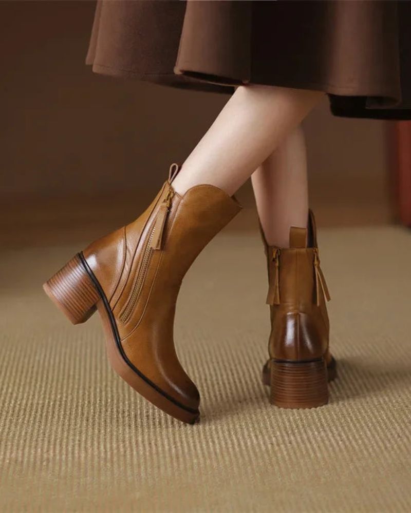 Garciel – Bottines noires en cuir à talon confort, élégantes et intemporelles