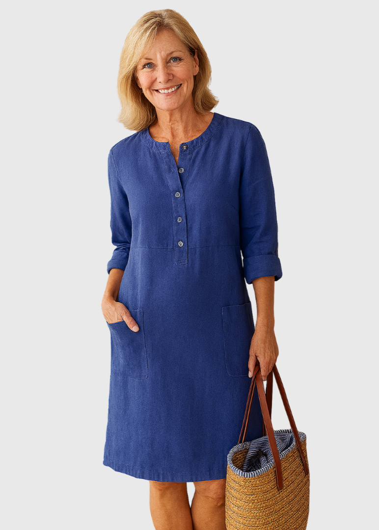 Alice - Robe unie avec fermeture boutonnée confort