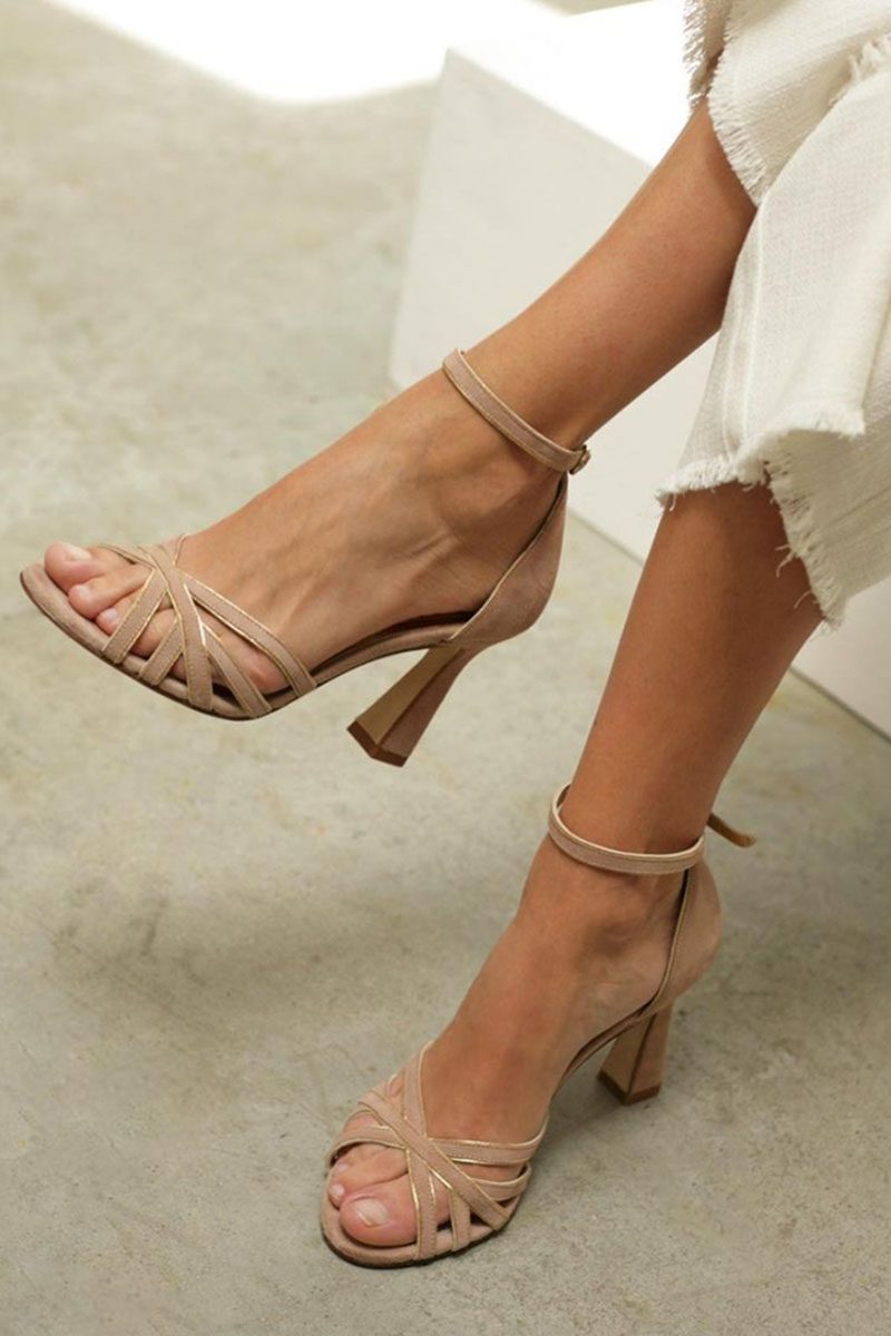 Serena™| Sandales patchwork à talon fin