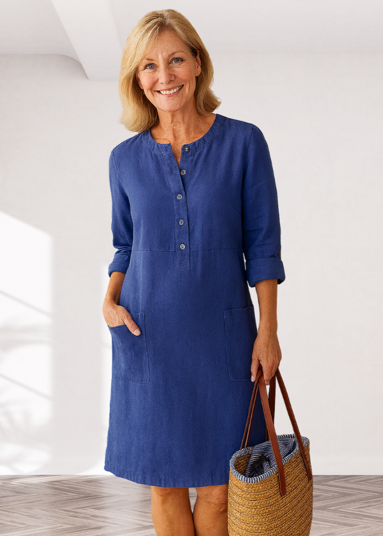 Alice - Robe unie avec fermeture boutonnée confort