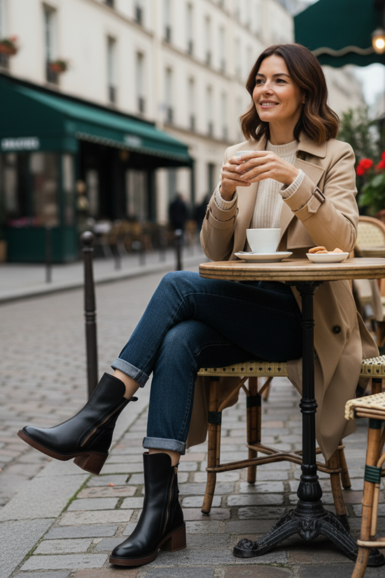 Garciel – Bottines noires en cuir à talon confort, élégantes et intemporelles