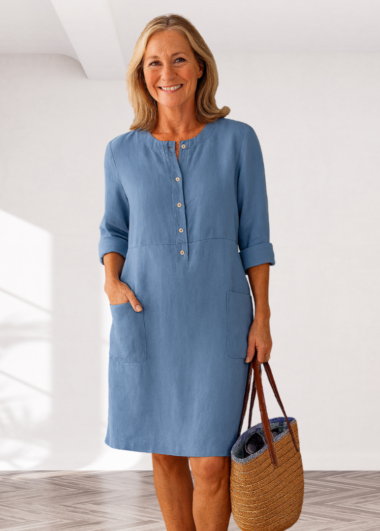 Alice - Robe unie avec fermeture boutonnée confort