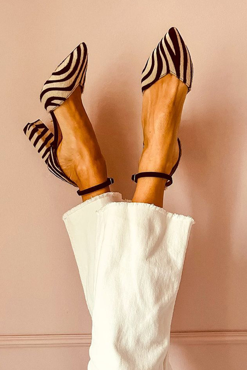 Luna™| Sandales à talons moyens zèbre