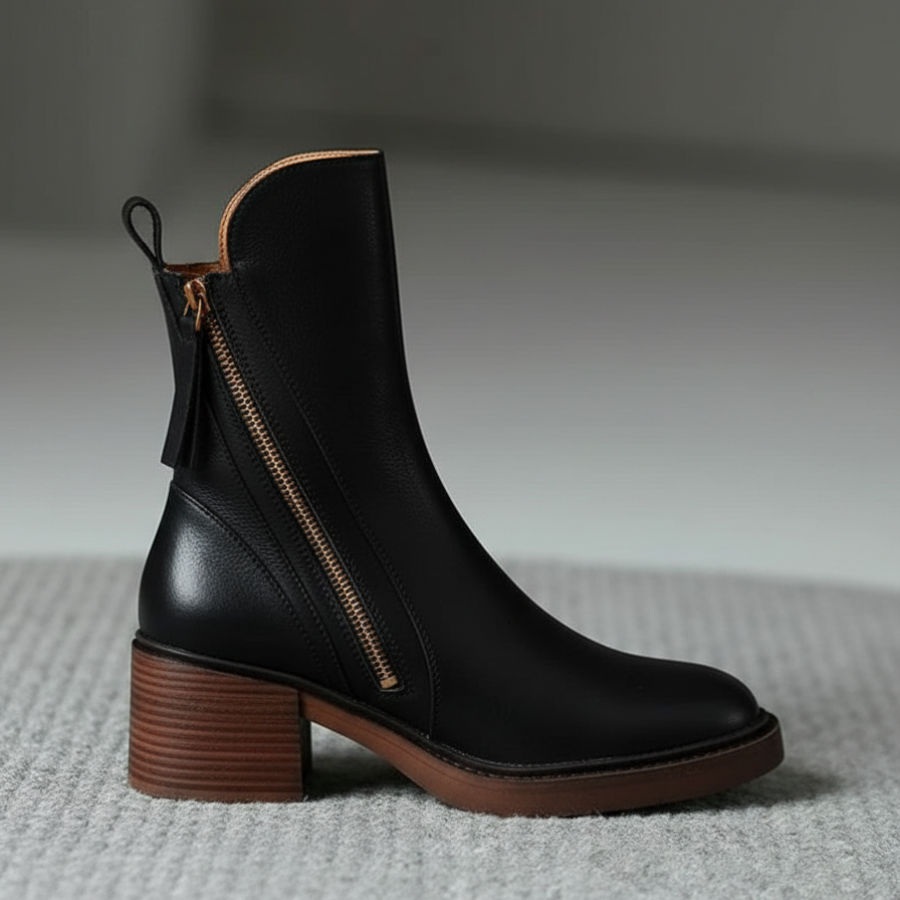 Garciel – Bottines noires en cuir à talon confort, élégantes et intemporelles