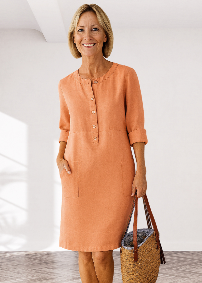 Alice - Robe unie avec fermeture boutonnée confort
