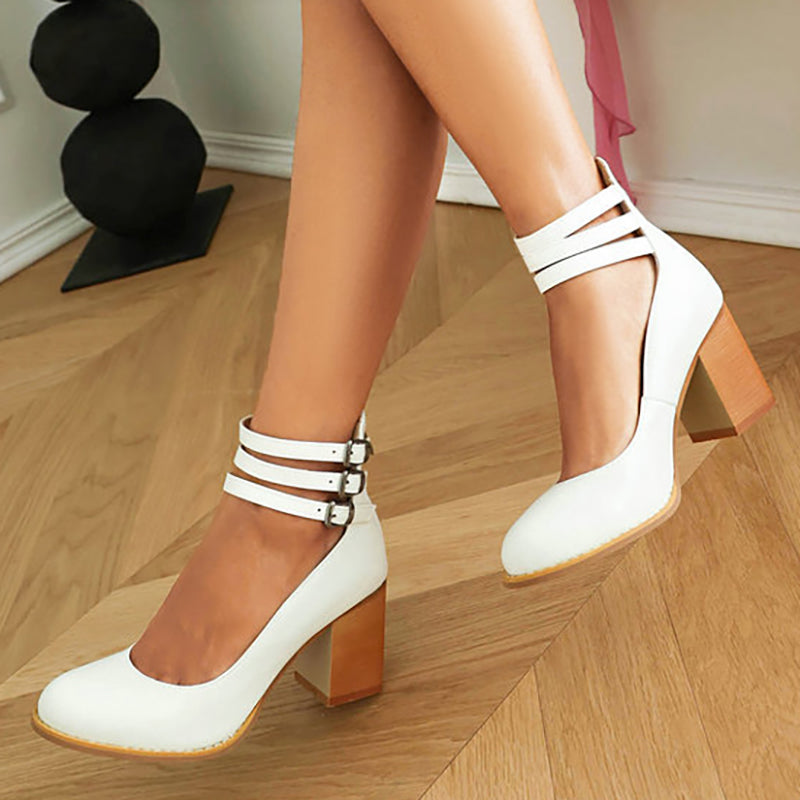 Elisa™ | Sandales lisses à talon épais