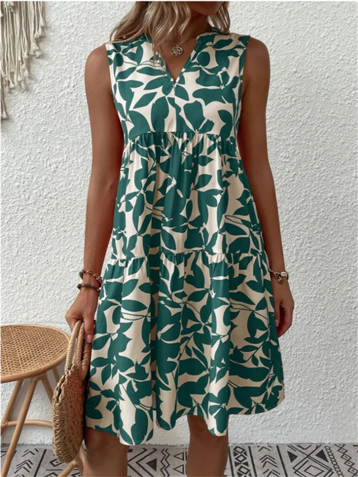 Soline – Robe trapèze à imprimé botanique