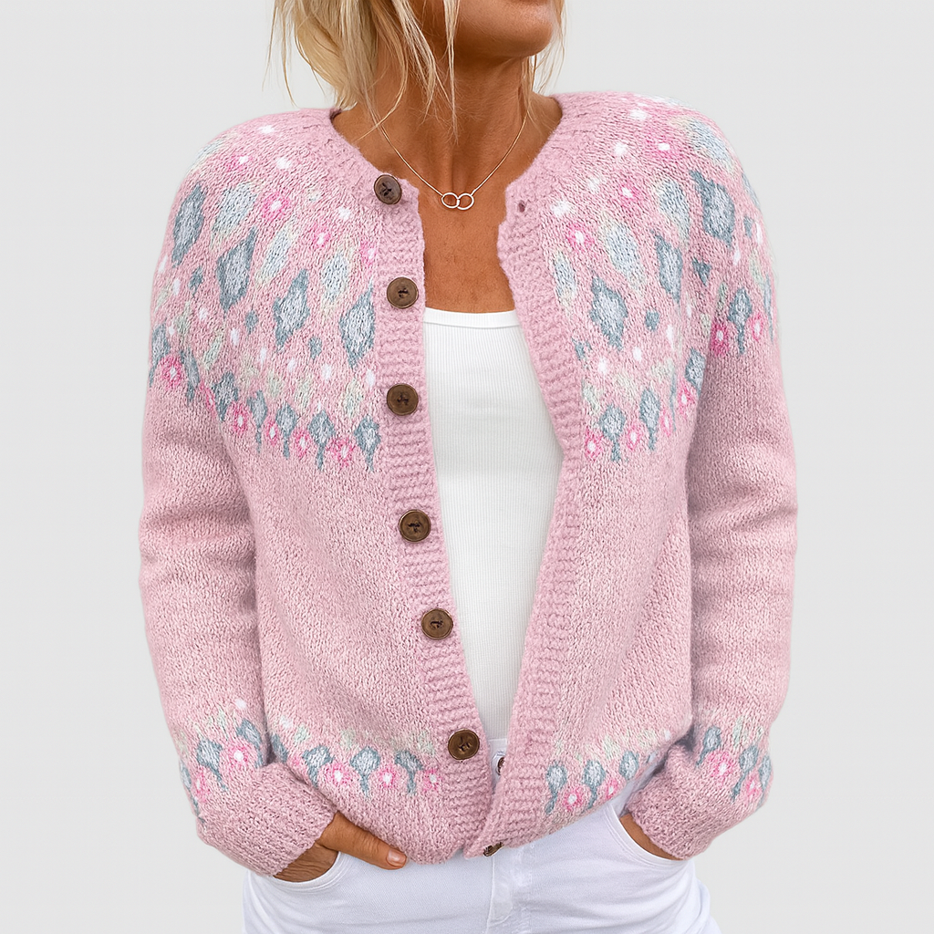 Elva - Cardigan à Maille Lâche avec Motif