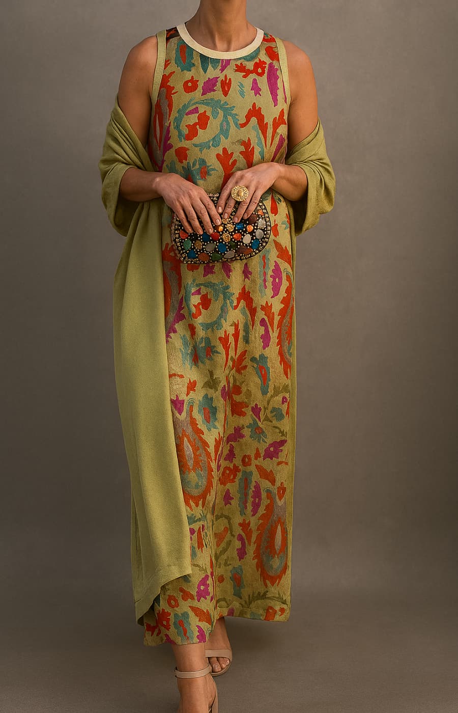 Élise – Robe droite à motifs brodés