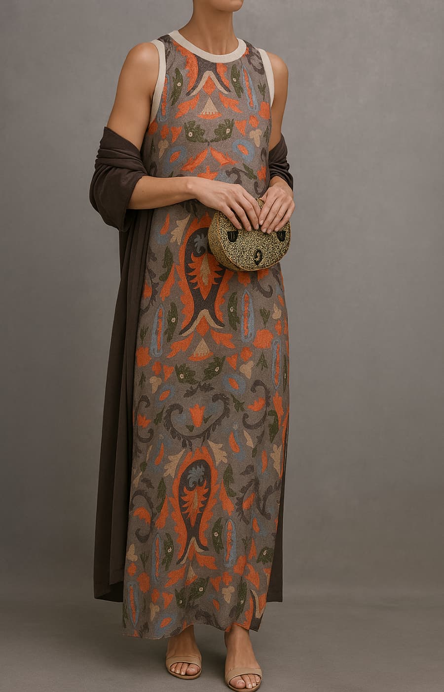 Élise – Robe droite à motifs brodés