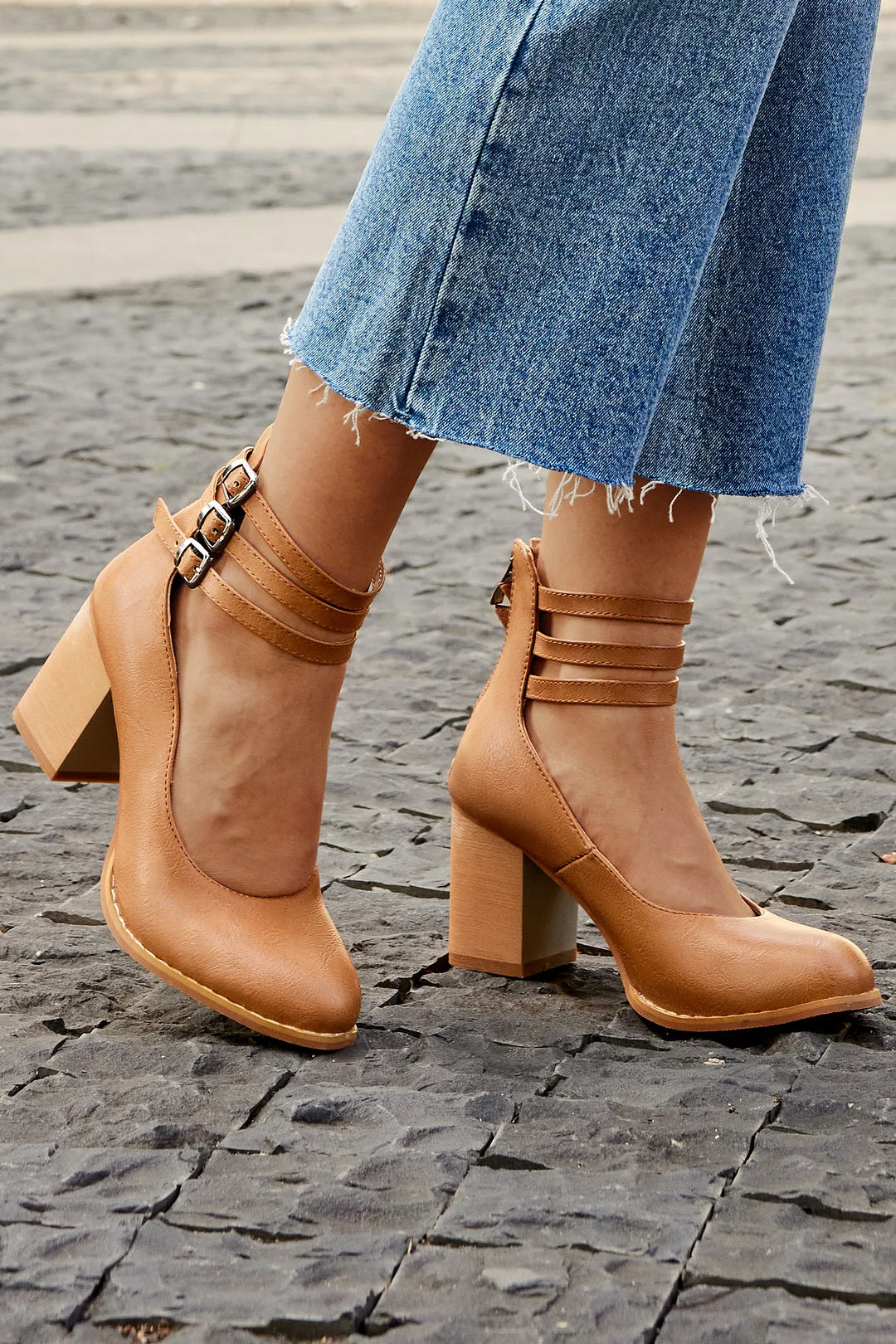 Elisa™ | Sandales lisses à talon épais