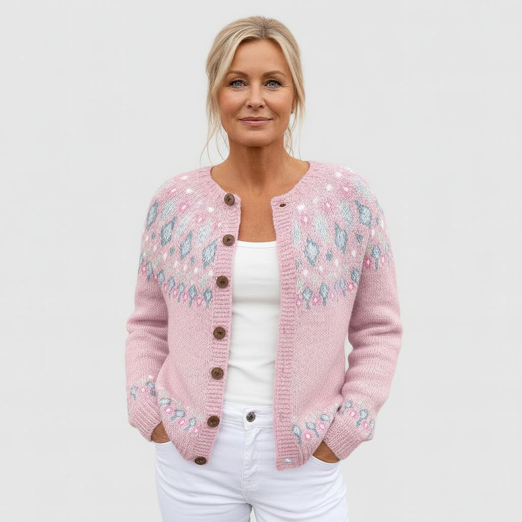 Elva - Cardigan à Maille Lâche avec Motif